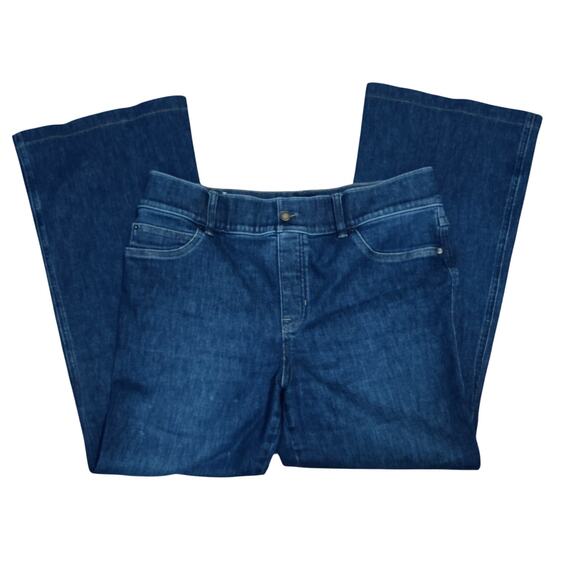 SPANX Flare Jeans =  Dark Wash Shaping High Rise Pull-On SZ 1xT SZ 14 - Picture 2 of 7